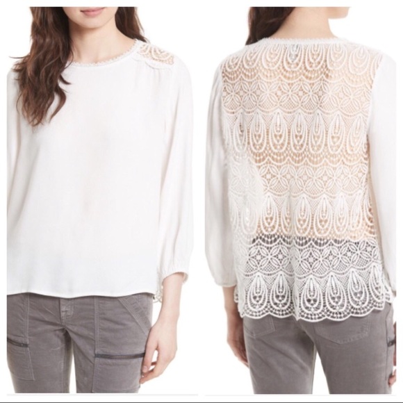 Joie Tops - Joie White Crochet - Lace Back Blouse